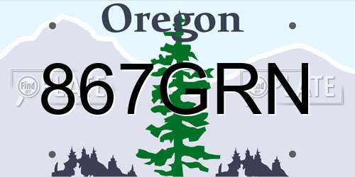 867GRN Oregon License Plate