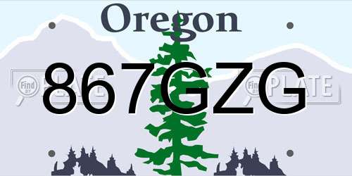 867GZG Oregon License Plate