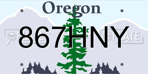 867HNY Oregon License Plate