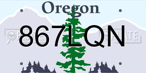 867LQN Oregon License Plate