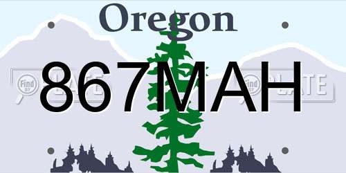 867MAH Oregon License Plate