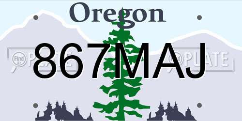 867MAJ Oregon License Plate