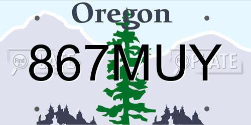 867MUY Oregon License Plate