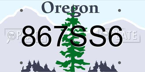 867SS6 Oregon License Plate