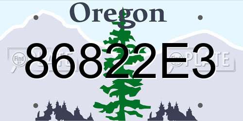 86822E3 Oregon License Plate