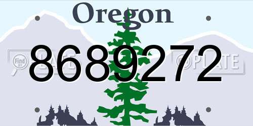 8689272 Oregon License Plate