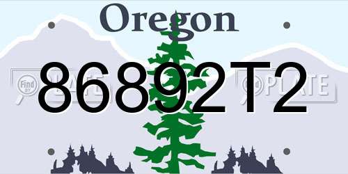 86892T2 Oregon License Plate