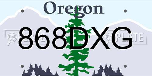 868DXG Oregon License Plate