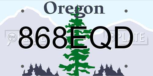868EQD Oregon License Plate