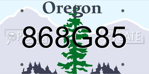 868G85 Oregon License Plate