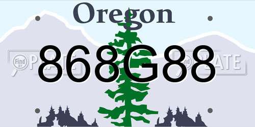 868G88 Oregon License Plate