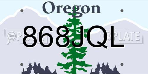 868JQL Oregon License Plate