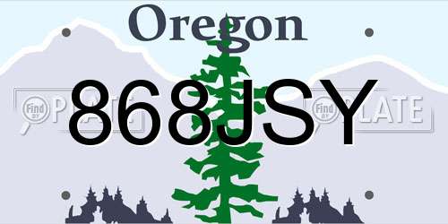 868JSY Oregon License Plate