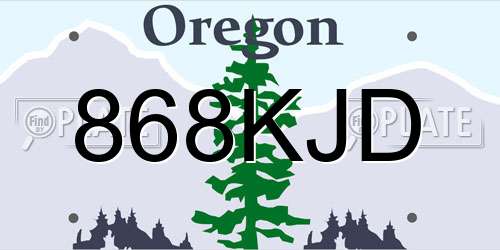 868KJD Oregon License Plate