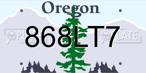 868LT7 Oregon License Plate