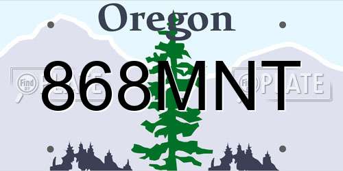 868MNT Oregon License Plate