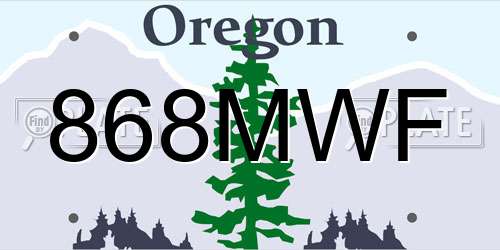 868MWF Oregon License Plate