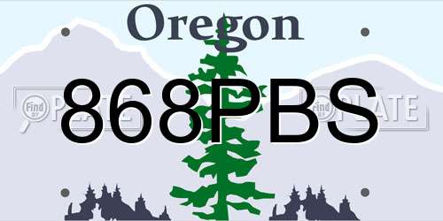 868PBS Oregon License Plate