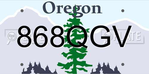 868QGV Oregon License Plate