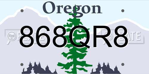 868QR8 Oregon License Plate