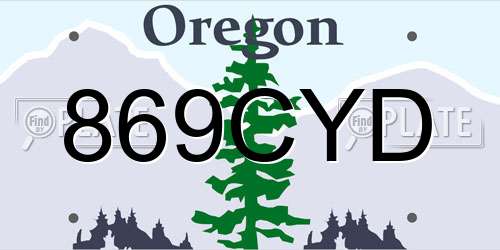 869CYD Oregon License Plate
