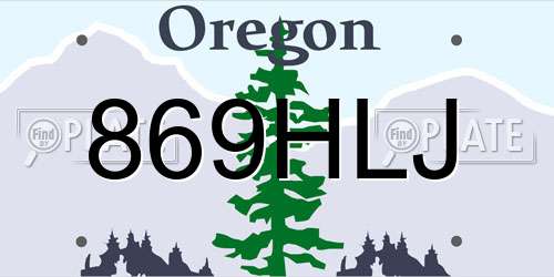 869HLJ Oregon License Plate