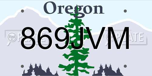 869JVM Oregon License Plate