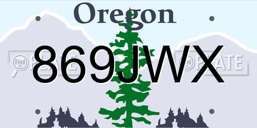 869JWX Oregon License Plate