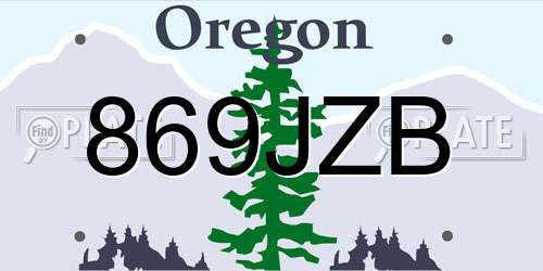 869JZB Oregon License Plate