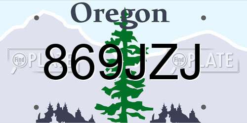 869JZJ Oregon License Plate