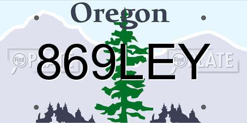 869LEY Oregon License Plate