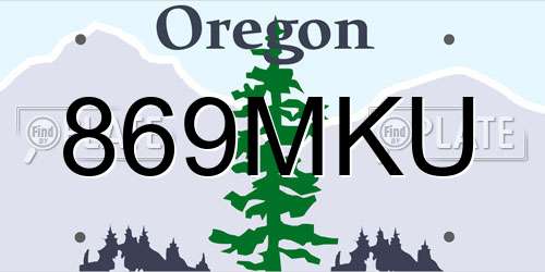 869MKU Oregon License Plate