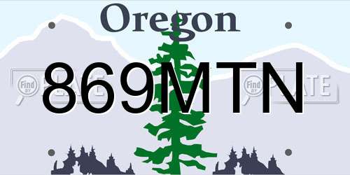 869MTN Oregon License Plate
