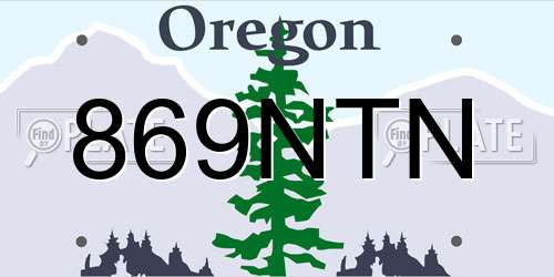 869NTN Oregon License Plate