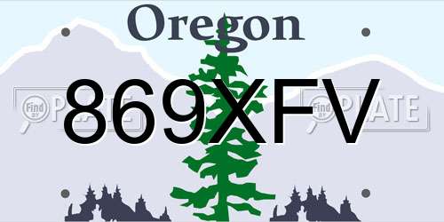869XFV Oregon License Plate