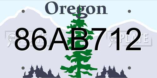 86AB712 Oregon License Plate