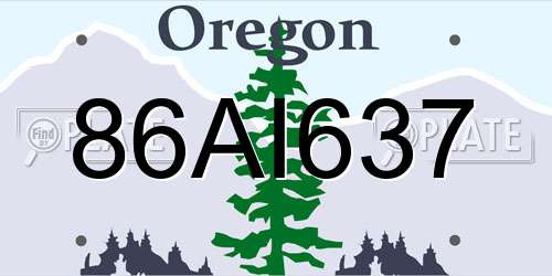 86AI637 Oregon License Plate