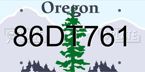 86DT761 Oregon License Plate