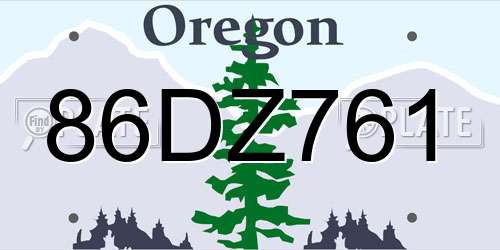 86DZ761 Oregon License Plate
