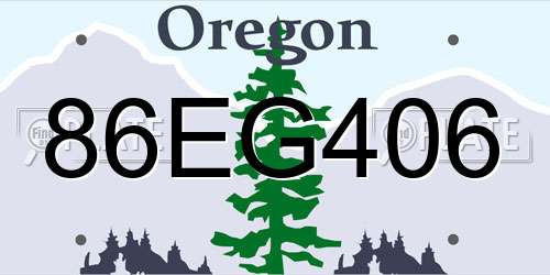 86EG406 Oregon License Plate