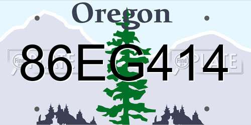 86EG414 Oregon License Plate