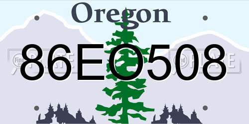 86EO508 Oregon License Plate