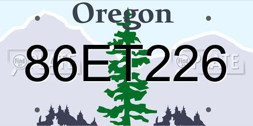 86ET226 Oregon License Plate