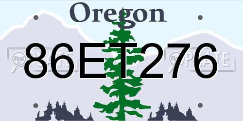 86ET276 Oregon License Plate