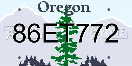 86ET772 Oregon License Plate