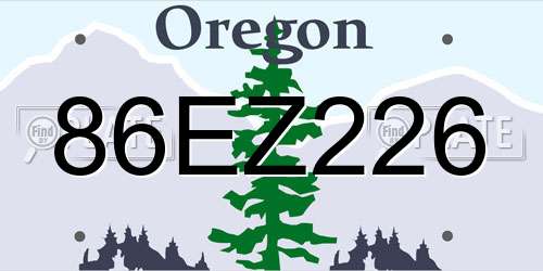 86EZ226 Oregon License Plate
