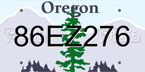 86EZ276 Oregon License Plate