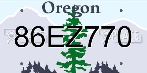 86EZ770 Oregon License Plate