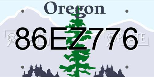 86EZ776 Oregon License Plate