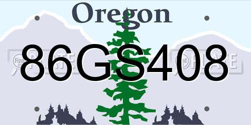 86GS408 Oregon License Plate